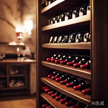 红酒柜旁温馨灯光