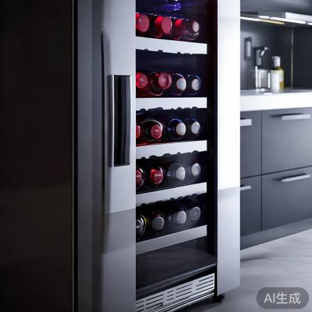 “海尔红酒柜，温控保鲜”。