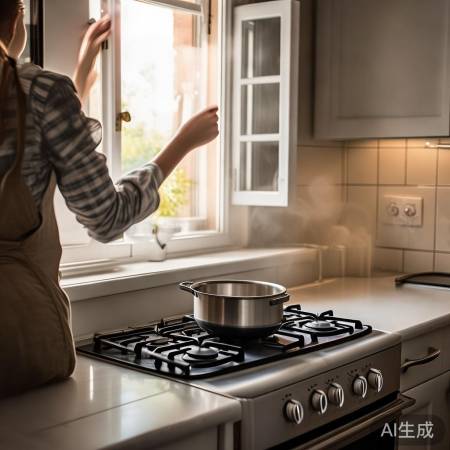 “燃气灶开窗通风防一氧化碳”