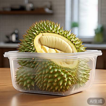 “密封保鲜盒存榴莲”