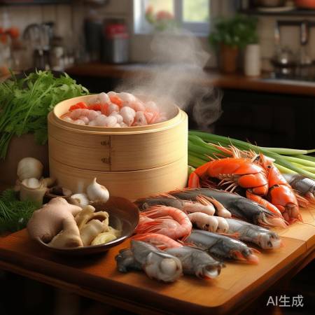 新鲜海鲜,葱姜蒜蒸制