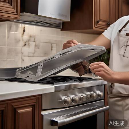 油烟机安装完毕,检查照明。