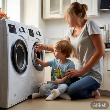 洗衣机旁注意儿童安全