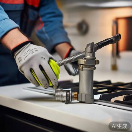 拆燃气软管,轻拔勿用力