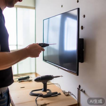 安装电视挂架,注意固定孔