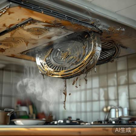 油烟机油垢多，吸力减弱冒烟