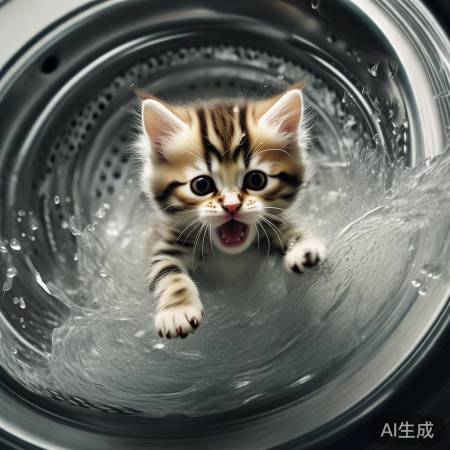 博伦博格洗衣机服务电话全国统一交流#小猫咪意外开启洗衣机洗衣服，结果让人捧腹