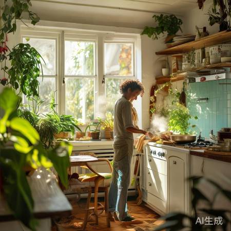 厨房添绿植，温馨又舒适